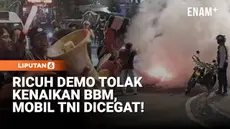 Aksi unjuk rasa menolak kenaikan harga bahan bakar minyak (BBM) non-subsidi yang digelar kelompok mahasiswa yang tergabung dalam Himpunan Mahasiswa Islam (HMI) Jakarta Menggugat di Jalan Cikini Raya, Menteng, Jakarta Pusat, Rabu malam, berujung ricuh...