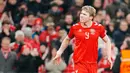 Berkat hasil ini, Denmark berpeluang lolos ke semifinal. Namun, masih ada laga leg kedua yang bakal digelar di kandang Portugal pada akhir pekan ini. (Liselotte Sabroe/Scanpix 2025/Ritzau Scanpix via AP)