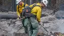 <p>Petugas pemadam kebakaran memadamkan titik api dari kebakaran Cedar Creek di sebelah timur Oakridge, Oregon, Senin (12/9/2022). Petugas kebakaran juga mengatakan mereka berfokus melindungi rumah dan infrastruktur di Oakridge dan Westfir. (Photo by Dan Morrison/AFP)</p>