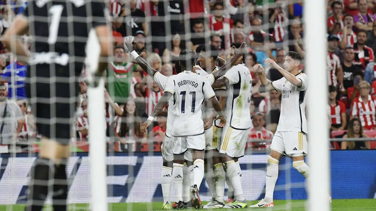 Foto: Aksi Jude Bellingham Saat Persembahkan Kemenangan Perdana untuk Real Madrid di Liga Spanyol 2023 / 2024