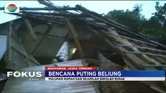 Banyak rumah dan gedung sekolah rusak tertimpa pohon tumbang dan atap genting yang berterbangan.