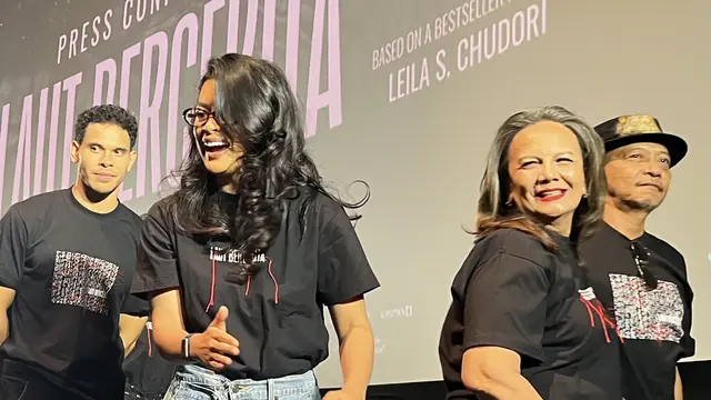 Ben Nugroho, Eva Celia, Christine Hakim, dan Arswendy Bening Swara dalam konferensi pers Laut Bercerita di kawasan Jakarta pada (20/10/2026). (Liputan6.com/Afradhiya N. R)