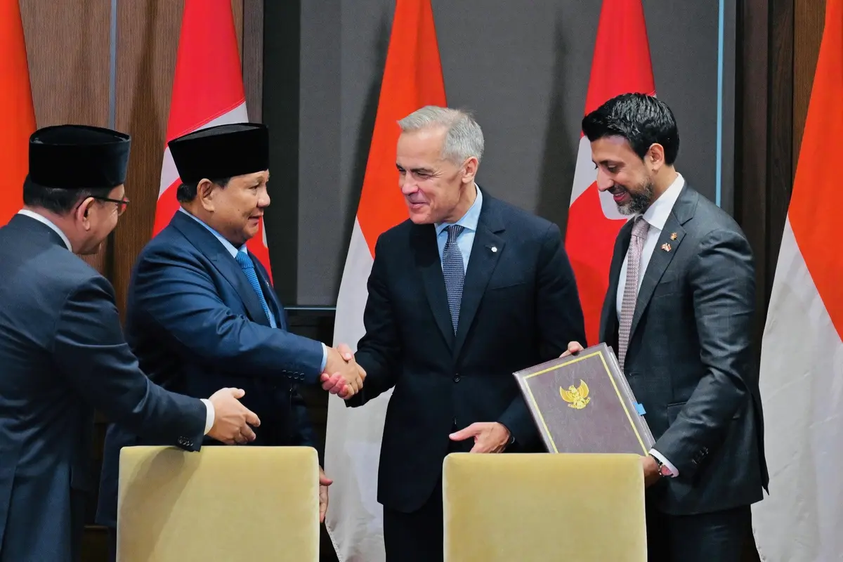 Penandatanganan MoU antara Indonesia dan Kanada oleh Presiden Prabowo Subianto dan Perdana Menteri (PM) Kanada Mark Carney.