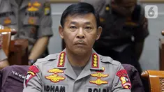Kapolri Jenderal Polisi Idham Azis saat rapat kerja perdana dengan Komisi III DPR di Kompleks Parlemen, Jakarta, Rabu (20/11/2019). Rapat membahas anggaran, pengawasan, dan isu-isu terkini di Indonesia termasuk bom bunuh diri di Polrestabes Medan. (Liputan6.com/JohanTallo)