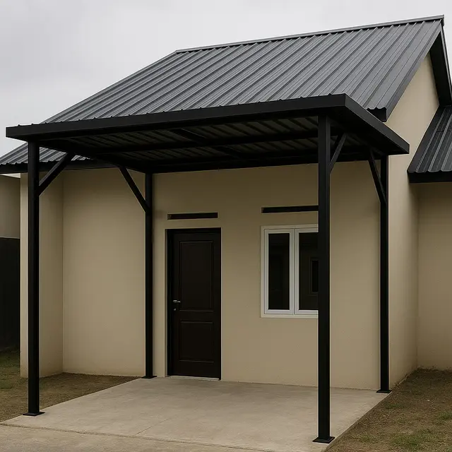 5 Potret Model Kanopi Baja Ringan depan Rumah Atap Spandek