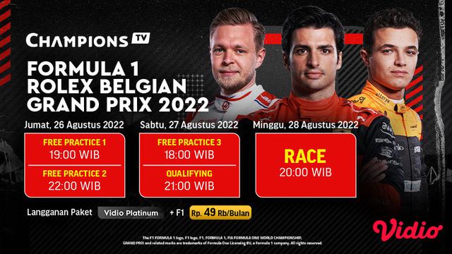 Saksikan Live Streaming F1 GP Belgia 2022 di Vidio Pekan Ini, 26-28 Agustus 2022