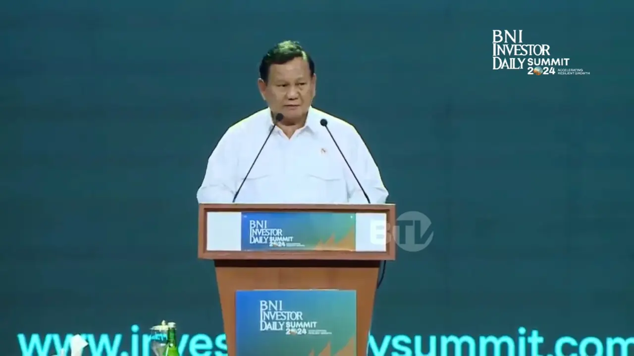 Presiden Terpilih Prabowo Subianto pada acara di JCC Senayan, Jakarta, Rabu, 9 Oktober 2024. (Foto: Liputan6.com/Arief RH)