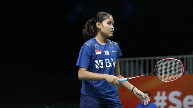Bilqis Prasista saat tampil melawan Kamila Smagulova pada Kejuaraan Bulu Tangkis Asia Beregu (BATC) 2022.  (PBSI)