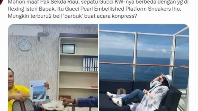 Warganet Ungkap Sepatu Gucci yang Diklaim KW oleh Sekda Riau Beda dengan yang Dipakai Istrinya