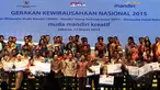 Presiden Joko Widodo membuka Gerakan Kewirausahaan Nasional (GKN) 2015 di Jakarta Convention Centre (JCC), Jakarta, Kamis (12/3/2015). GKN 2015 diikuti oleh ratusan wirausaha muda dan ribuan mahasiswa sebagai calon wirausaha. (Liputan6.com/Faizal Fanani)