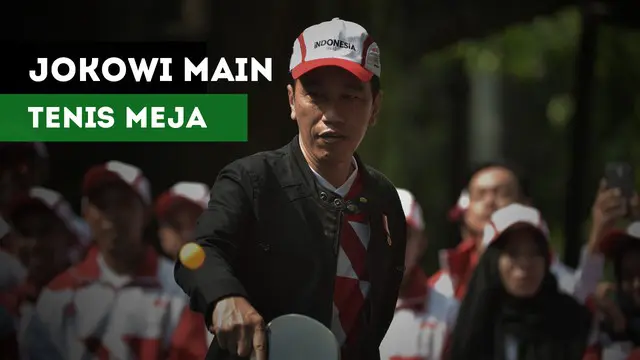 Presiden Joko Widodo sempatkan diri main tenis meja pada acara pelepasan kontingen Indonesia di SEA Games 2017.