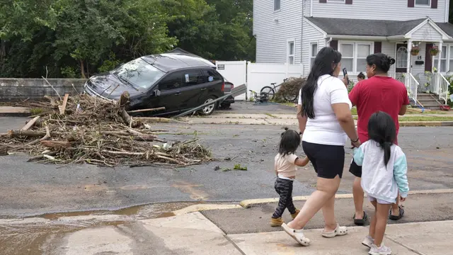Dampak banjir di North Plainfield, New Jersey, AS, 14 Juli 2025. (AP)