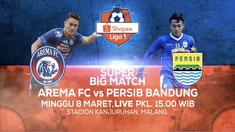 Berita video jangan lewatkan keseruan Super Big Match Shopee Liga 1 2020, Arema vs Persib Bandung, disiarkan langsung di Indosiar pukul 15.00 WIB, Minggu (8/3/2020).