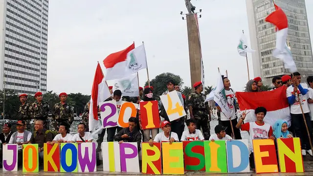 Ratusan Pendukung Jokowi-JK Serbu Bundaran HI