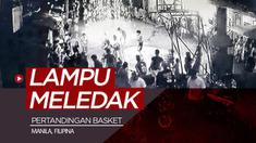 Berita video sebuah insiden mengejutkan terjadi di Manila, Filipina, saat pertandingan basket, di mana lampu lapangan meledak dan jatuh.