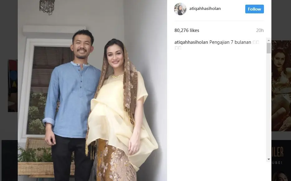 Atiqah Hasiholan menggelar pengajian tujuh bulanan untuk menyambut kelahiran sang buah hati. [foto: instagram/atiqahhasiholan]