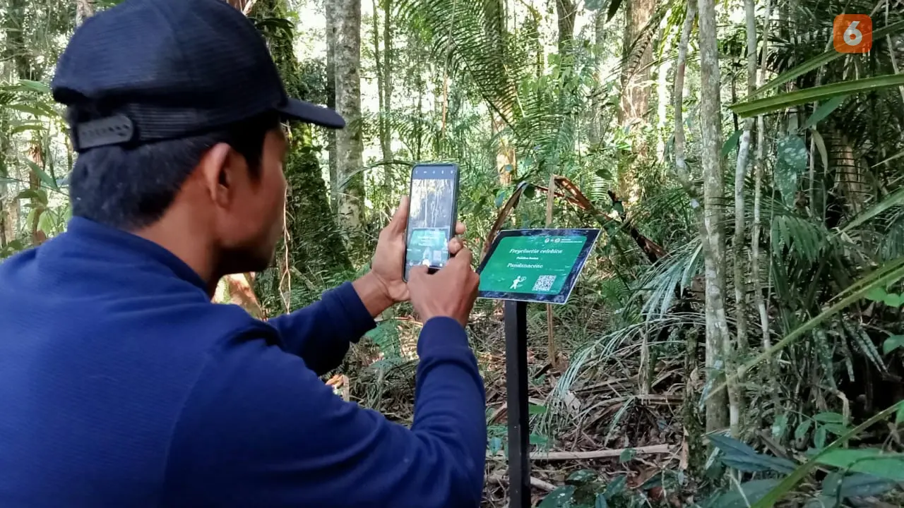 scan barcode untuk mengetahui informasi flora di lokasi Telaga Tambing, TNLL.
