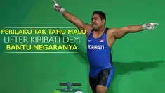 David Katoatau lifter dari Kiribati dengan tak tahu malu selalu berjoget usai melakukan angkatan di kelas 105 kg pada Olimpiade Rio 2016.