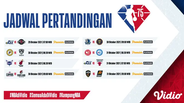 Jadwal dan Live Streaming NBA 2021/2022 Musim Reguler Pekan Kedua di Vidio