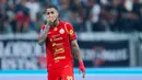 Pemain Persija Jakarta, Maxwell Souza, tampak kecewa setelah bermain imbang 1-1 dengan Bali United dalam lanjutan BRI Super League 2025/2026 di Jakarta International Stadium (JIS), Minggu (14/9/2025) malam WIB. (Bola.com/M Iqbal Ichsan)