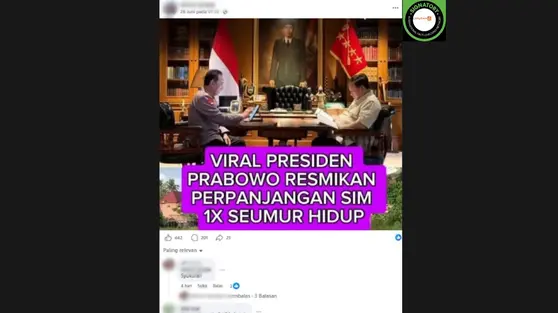 Cek Fakta: Hoaks Prabowo Resmikan Perpanjangan SIM 1 Kali Seumur Hidup