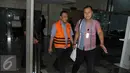 Direktur Keuangan PT Brantas Abipraya, Sudi Wantoko diperiksa sebagai tersangka terkait dugaan pelanggaran yang dilakukan Kepala Kejati DKI Jakarta Sudung Situmorang dan Asisten Pidana Khusus Tomo Sitepu, Jakarta, Rabu (13/4). (Liputan6.com/Helmi Afandi)