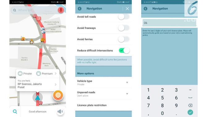 Fitur ganjil-genap di Waze. (Liputan6.com/ Yuslianson)