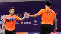 Ganda putra Indonesia Leo Rolly Carnando/Daniel Marthin tampil di final Asia Junior Championships 2019. (Badminton Indonesia)