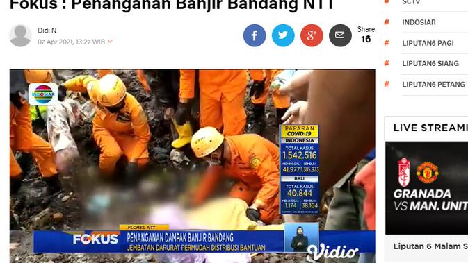 Cek Fakta Liputan6.com menelusuri klaim tidak ada stasiun Tv Indonesia yang memberitakan banjir NTT