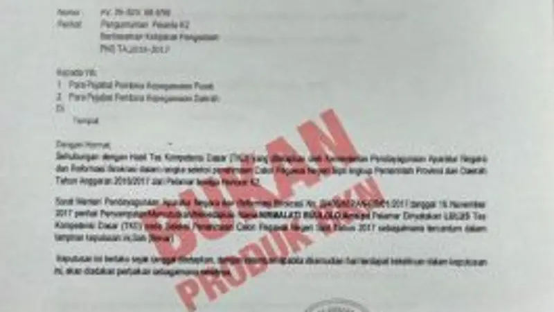 Surat Palsu Mengatasnamakan Kepala BKN Kembali Ditemukan