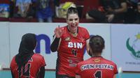 Debut Fernanda Tome asal Brasil bersama Jakarta BIN pada PLN Mobile Proliga 2023 berujung kemenangan. Jakarta BIN menang atas Jakarta Elektrik PLN&nbsp;3-2 (25-17, 18-25, 24-26, 25-19, 17-15) di GOR Tridharma, Gresik, Jawa Timur, Kamis, 2 Februari 2023. (foto: Proliga)