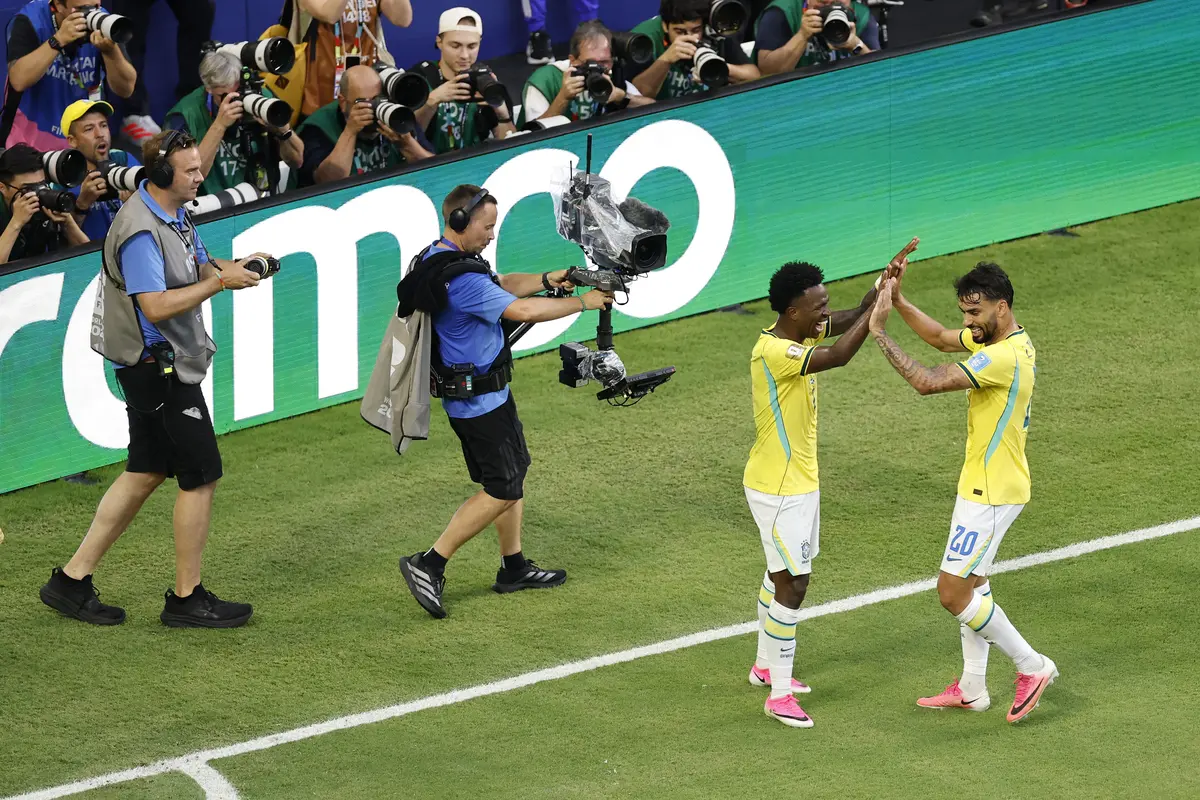 Selebrasi Vinicius Jr saat Brasil mencukur Skotlandia di Piala Dunia 2026