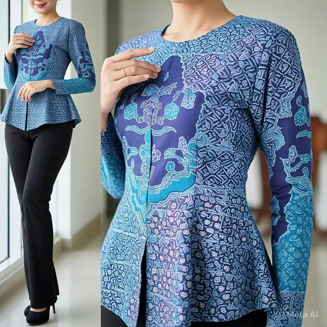 Gambar Model Atasan Batik Wanita Elegan