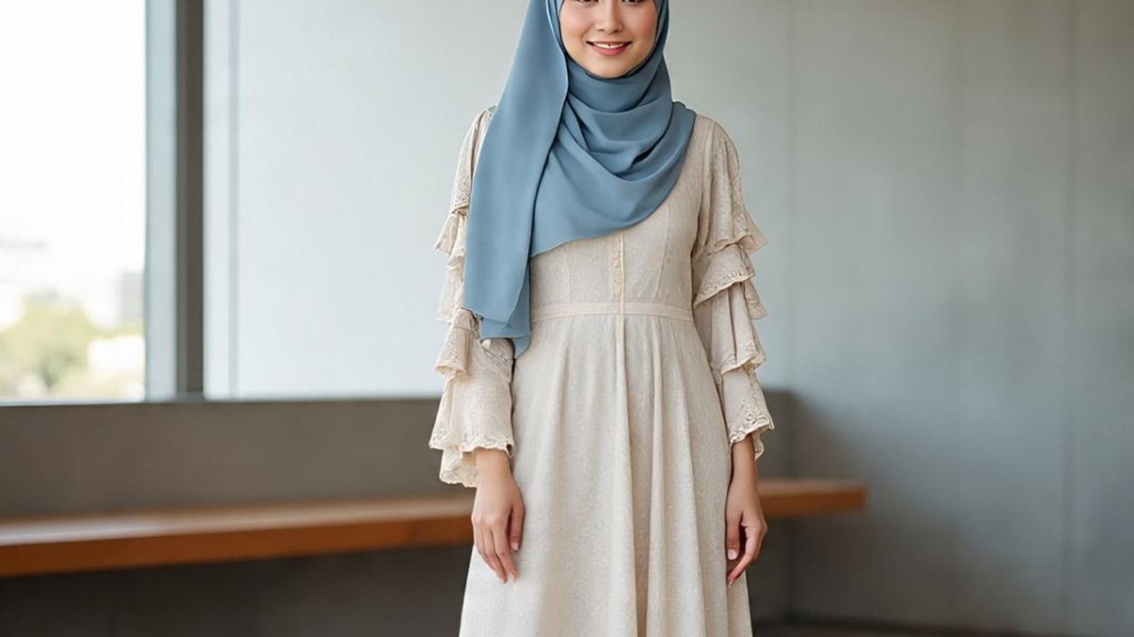 8 Inspirasi Long Dress Lengan Ruffle untuk Ibu-ibu, Padukan Kenyamanan dan Gaya Modern
