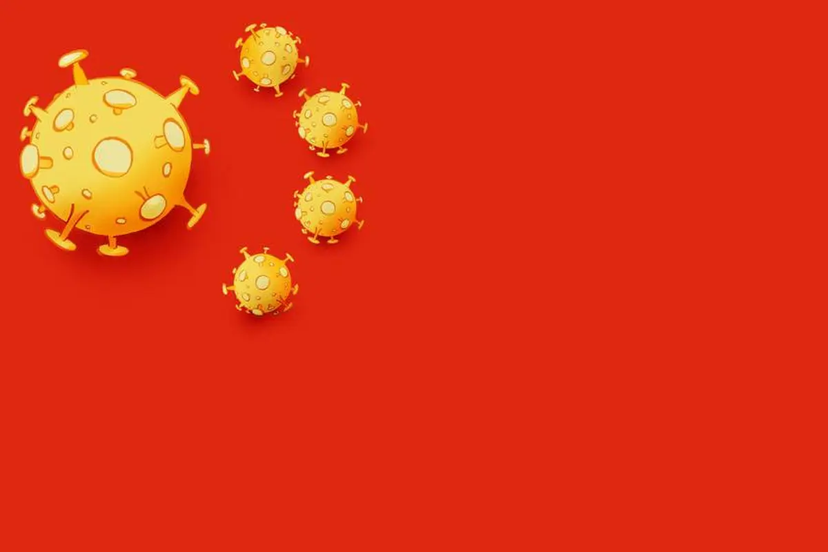 Bendera China diubah dengan gambar virus Corona Wuhan oleh media Denmark.