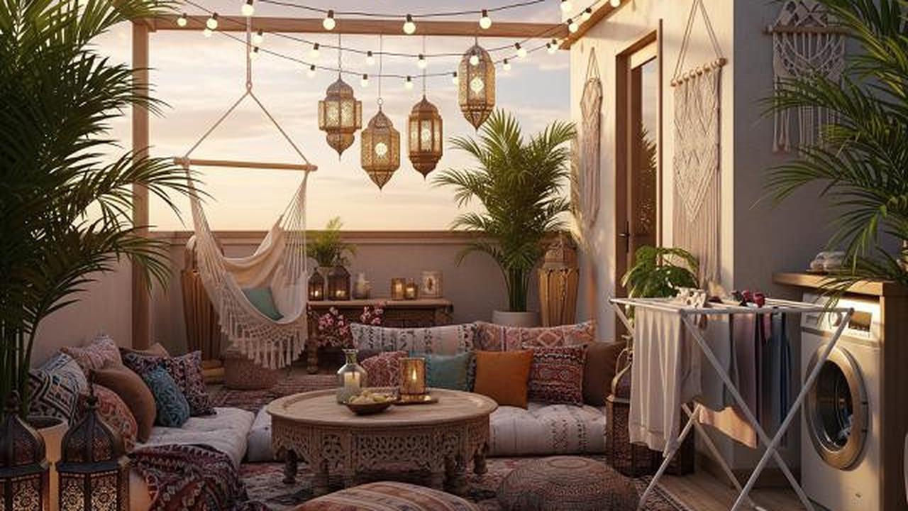 Rooftop Luas ala Bohemian untuk Santai Maksimal/Desain Rumah Sederhana di Desa Tapi Punya Rooftop Buat Jemur dan Santai Sore (Sumber: gemini.com)