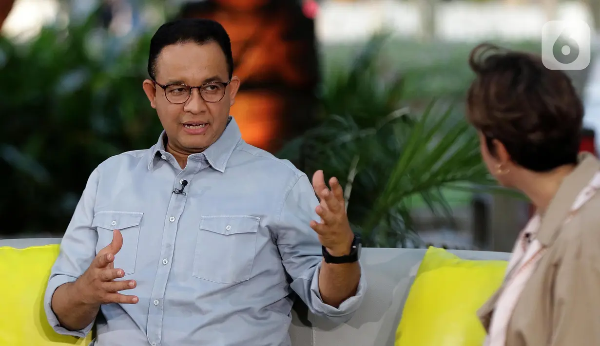 Sejumlah pertanyaan diajukan dalam perbincangan pada program Pemilu stasiun televisi SCTV “Kita Indonesia” di kawasan Gelora Bung Karno Jakarta, Selasa (12/9/2023). (Liputan6.com/Helmi Fithriansyah)