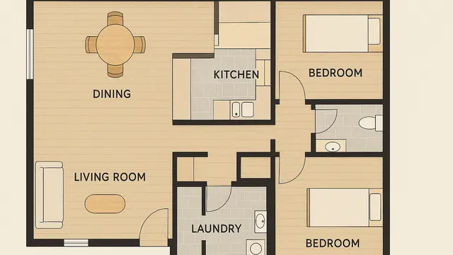 Denah Rumah 1 Lantai dengan Ruang Tamu Mini