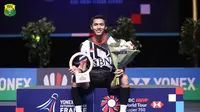 Jonatan Christie jadi juara tunggal putra French Open 2023 setelah menjinakkan Li Shi Feng dari China dengan skor ketat yakni 16-21, 21-15, dan 21-14. (Foto: Dok. Instagram @jokowi)
