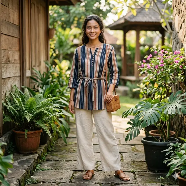 Model Baju Lurik Casual untuk Wanita