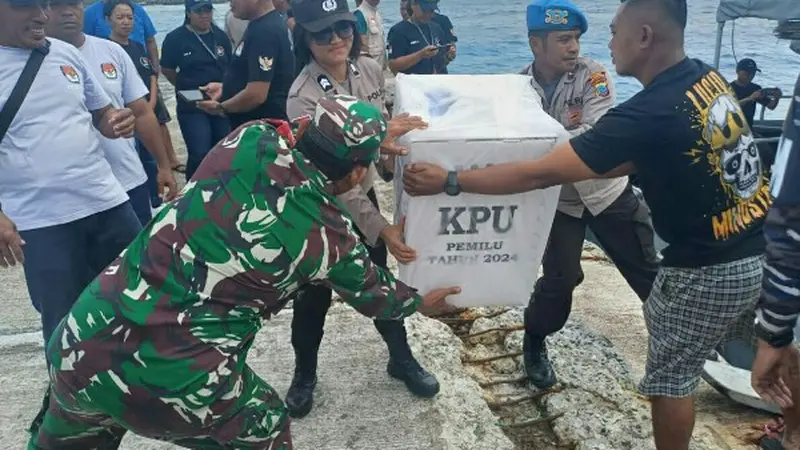 Logistik Pemilu 2024 tiba dalam keadaan baik di pulau paling ujung utara perbatasan RI-Filipina yaitu Pulau Miangas.