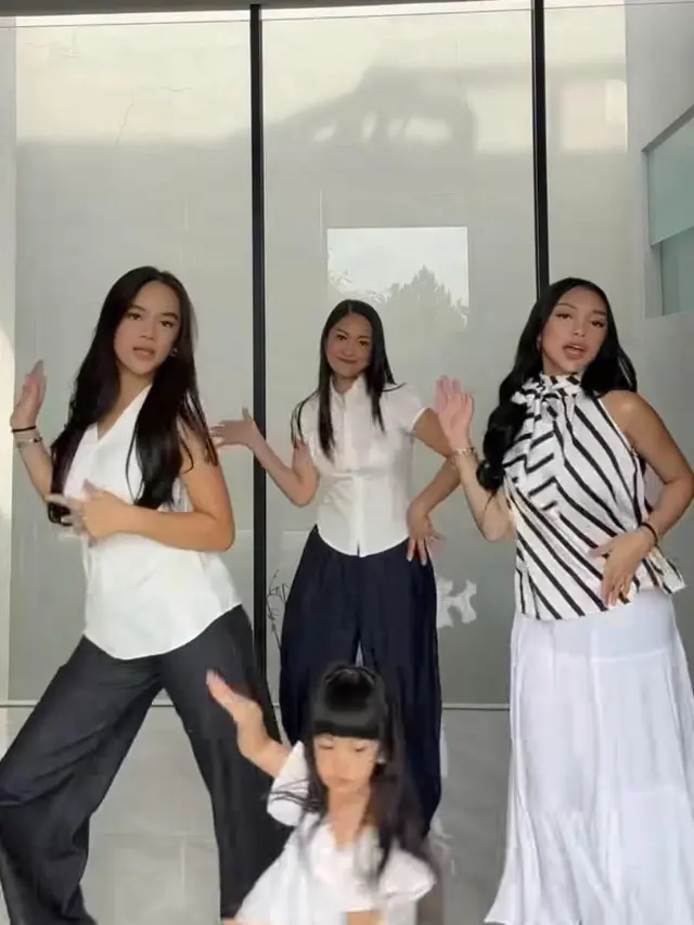 Tampilan Awet Muda Nola B3 Saat Dance Bareng Anak-anaknya, Gayanya Bak Kakak-Adik dengan Naura dan Neona