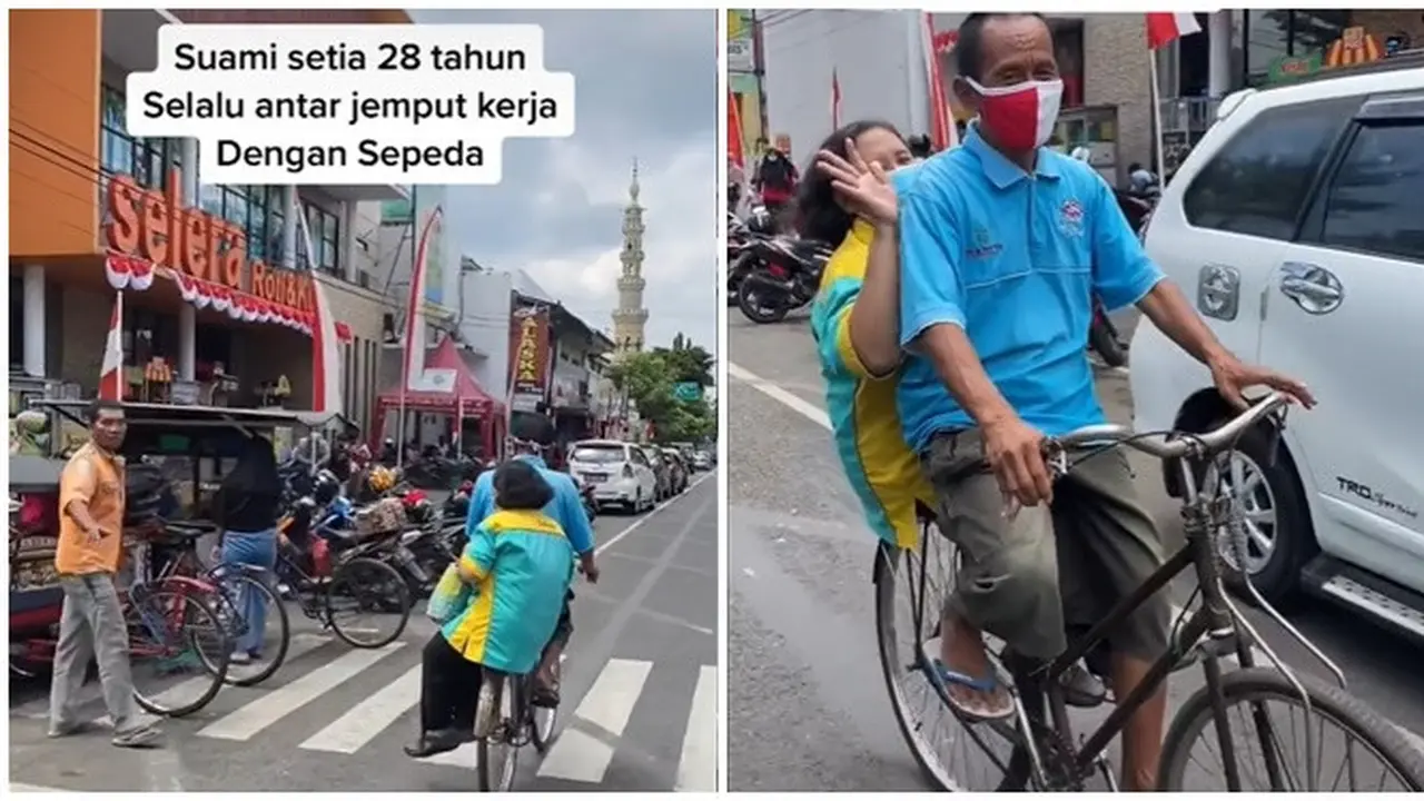Setia Antar Istri Bekerja 28 Tahun Pakai Sepeda, Kisah Pasangan Ini Ini Bikin Haru