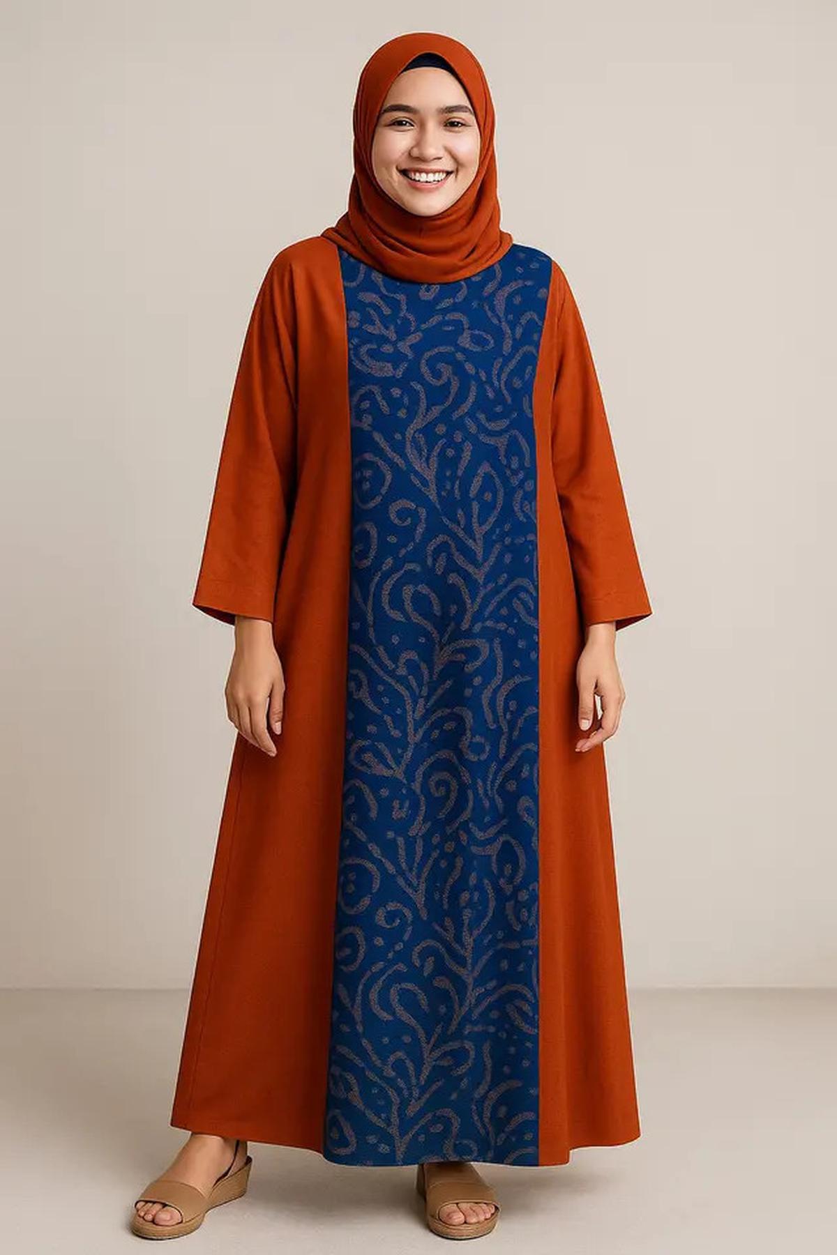 8 Gamis Batik Kombinasi Warna Bold Kontras 2025, Tampilkan Sisi Kasual dan Feminin