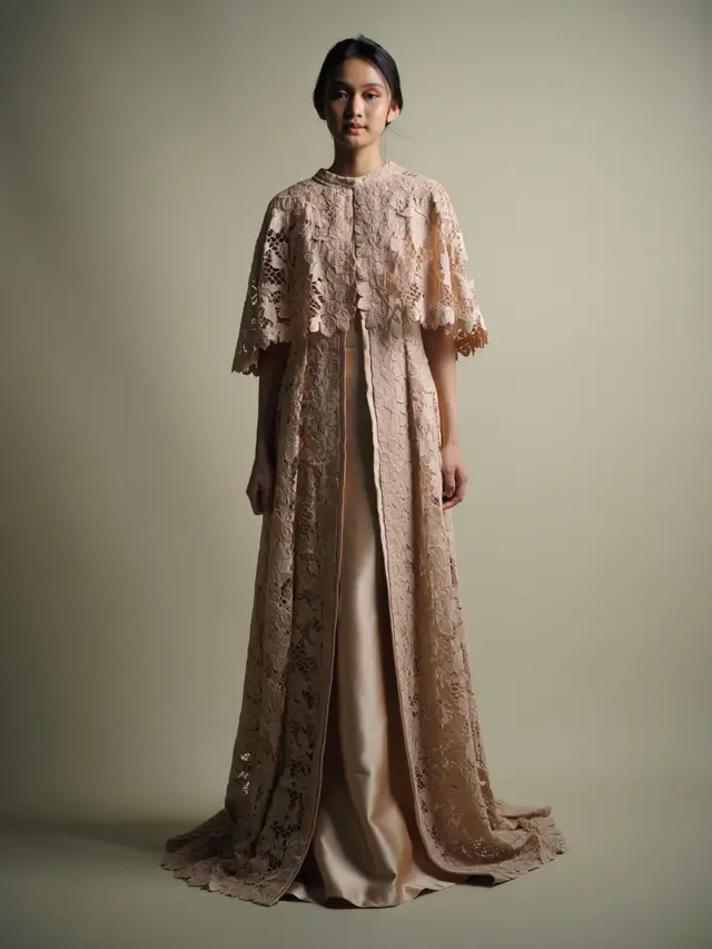 Brokat Cape Layer Panjang Minimalis Glamor
