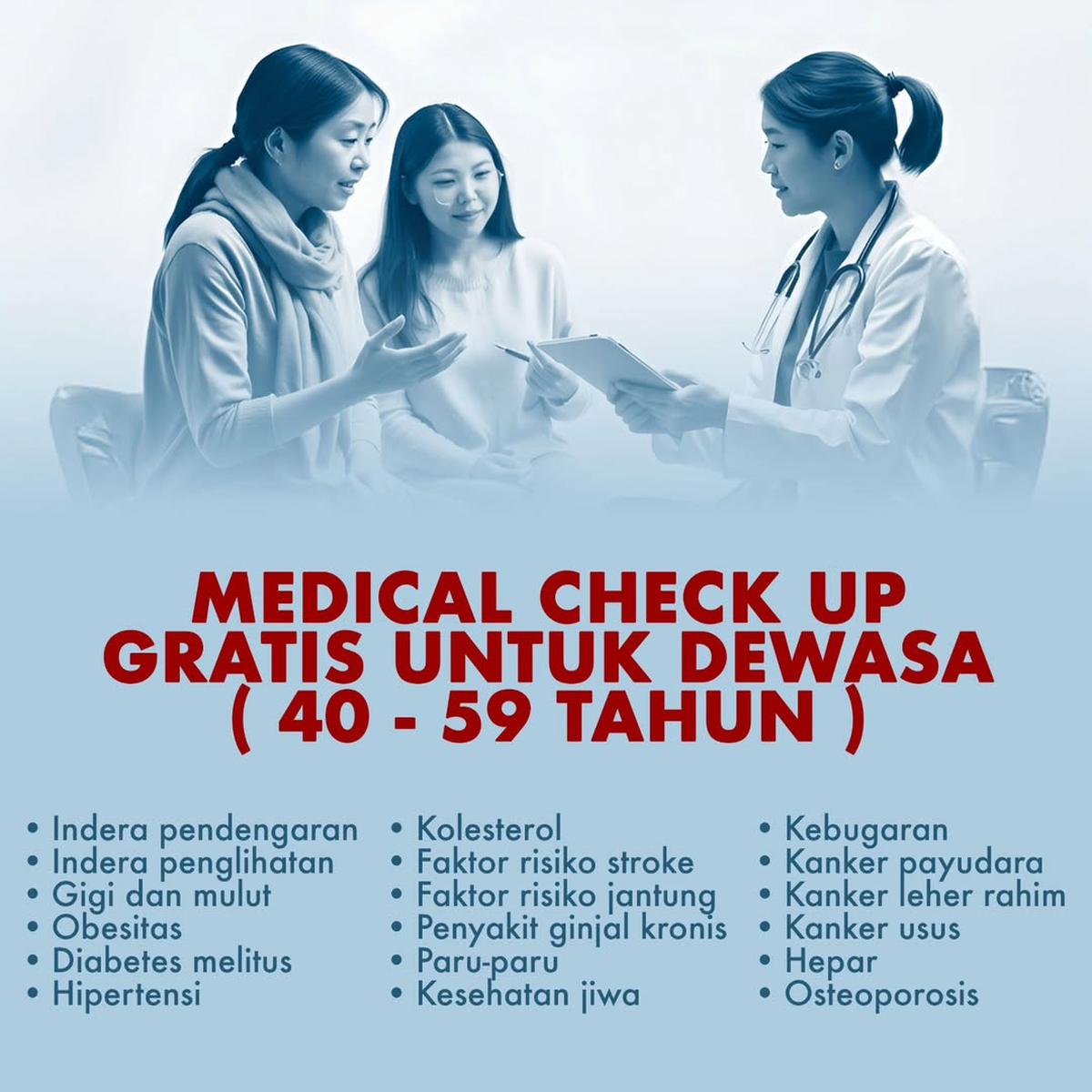 Kategori Medical Check Up Gratis dari Presiden Prabowo, Perhatikan Tiap Tes yang Diberikan