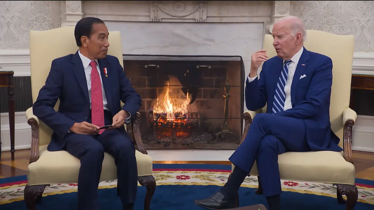 Presiden RI Joko Widodo di Gedung Putih bersama Presiden AS Joe Biden.