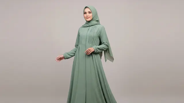 Gamis A-Line Warna Sage Green