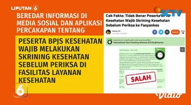 Beberapa waktu lalu beredar informasi bahwa BPJS Kesehatan mewajibkan setiap pesertanya untuk melakukan skrining kesehatan terlebih dahulu sebelum mendatangi fasilitas layanan kesehatan. Benarkah? Cek faktanya!