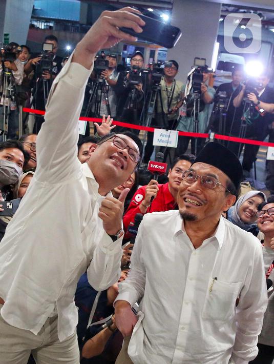 Di Pilgub Jakarta 2024, Ridwan Kamil-Suswono akan bersaing dengan pasangan Pramono Anung-Rano Karno dan Dharma Pongrekun-Kun Wardana. (Liputan6.com/Angga Yuniar)